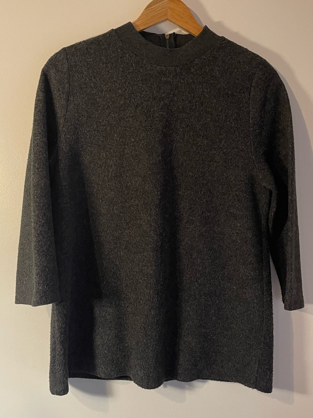 Lavender Charcoal Gray Exposed Back Zip Mock Neck Sweater M